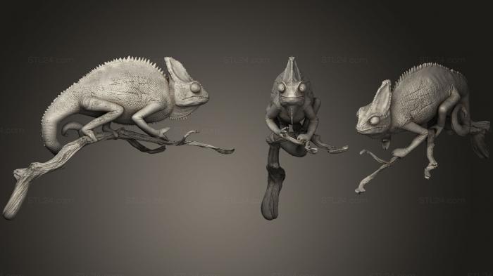 Статуэтки животных (Лепить хамелеона, STKJ_0813) 3D модель для ЧПУ станка